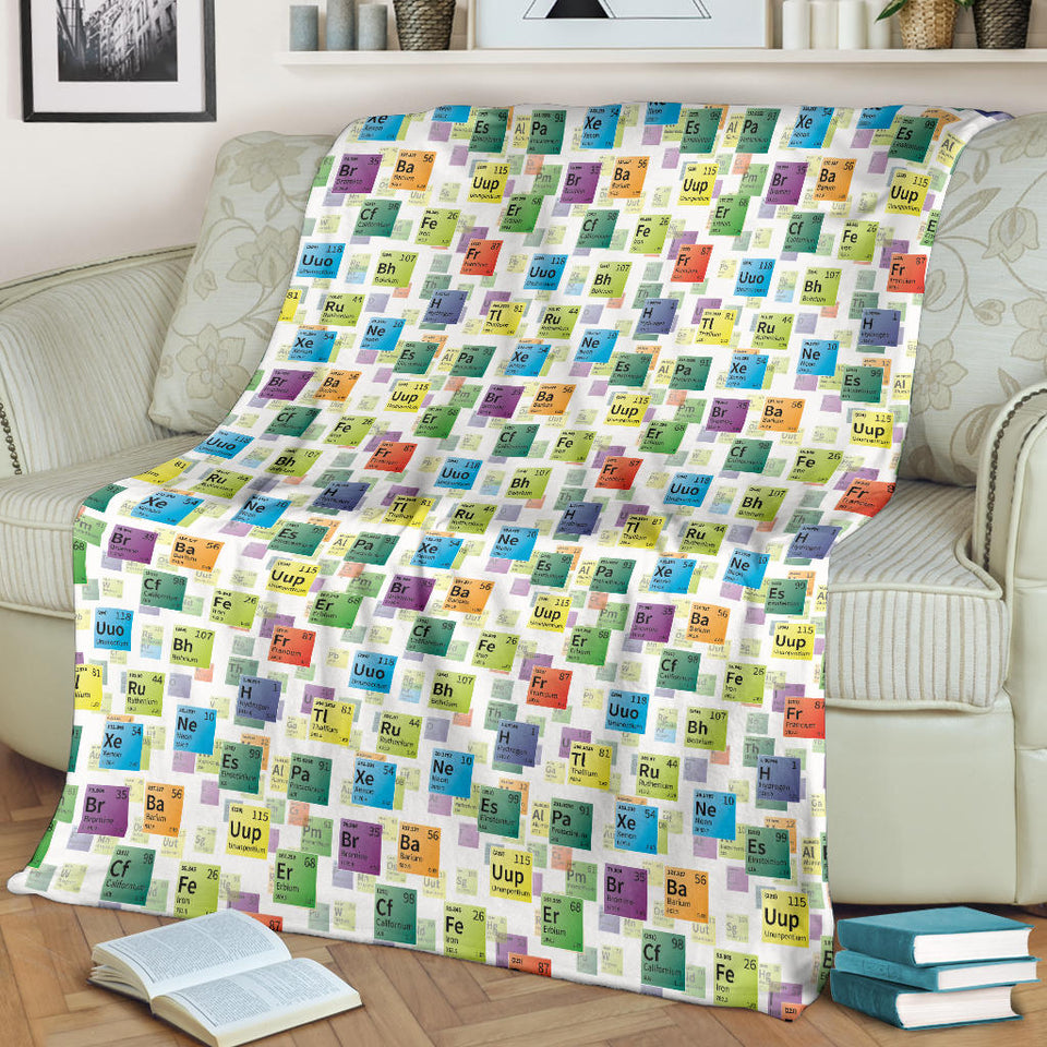 Chemistry Periodic Table Pattern Print Design 05 Premium Blanket