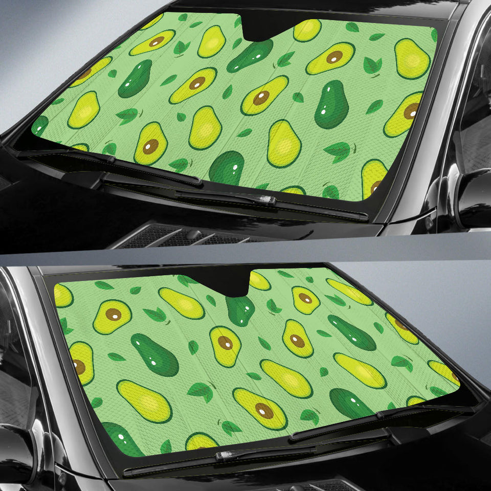 Avocado Pattern Green Background Car Sun Shade