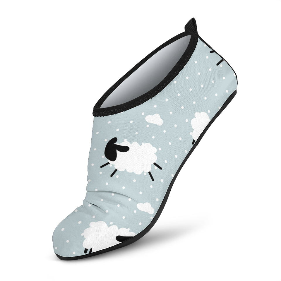 Sheep Polka Dot Cloud Pattern Aqua Shoes