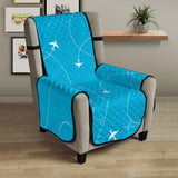 Airplane destinations blue background Chair Cover Protector