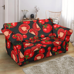 Tomato Black Background Loveseat Couch Slipcover