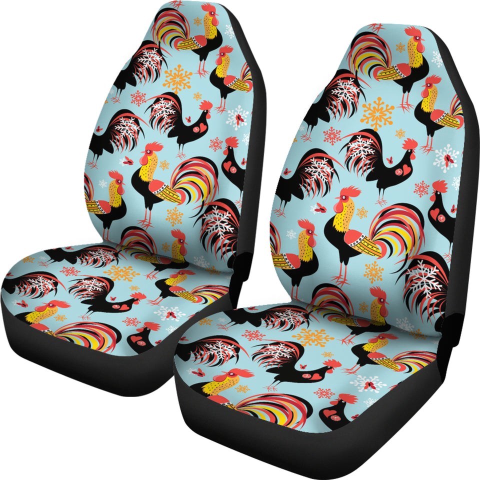 Rooster Chicken Cock Snowfalke  Universal Fit Car Seat Covers