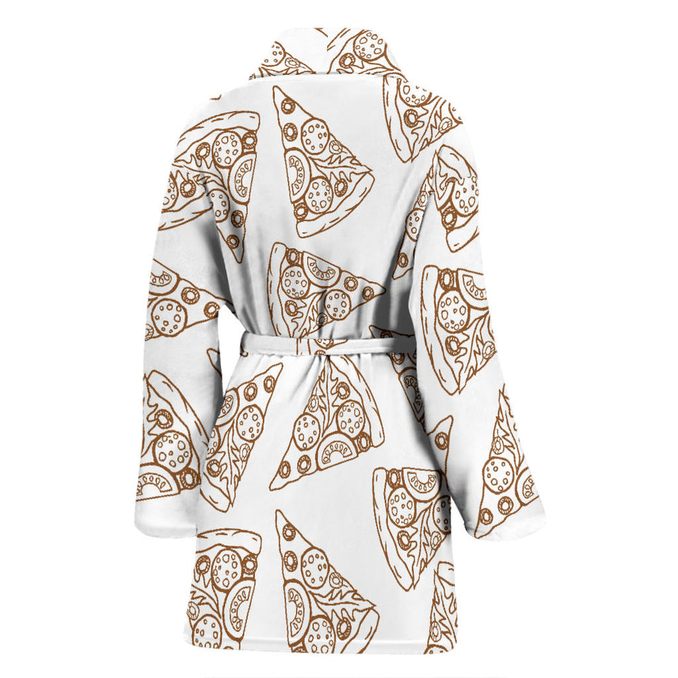 Hand Drawn Pizza Pattern Women'S Bathrobe