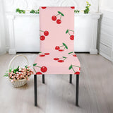 Cherry Pattern Pink Background Dining Chair Slipcover
