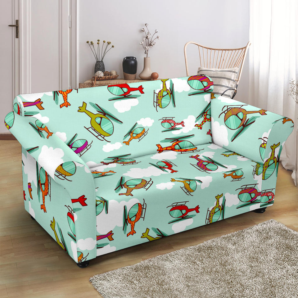 Helicopter Design Pattern Loveseat Couch Slipcover