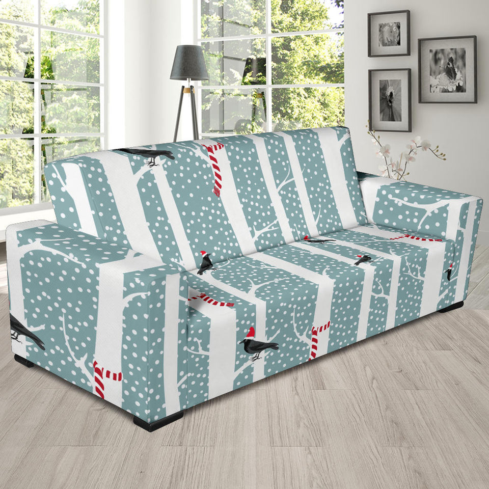 Crows Christmas Hat Scarf Sofa Slipcover