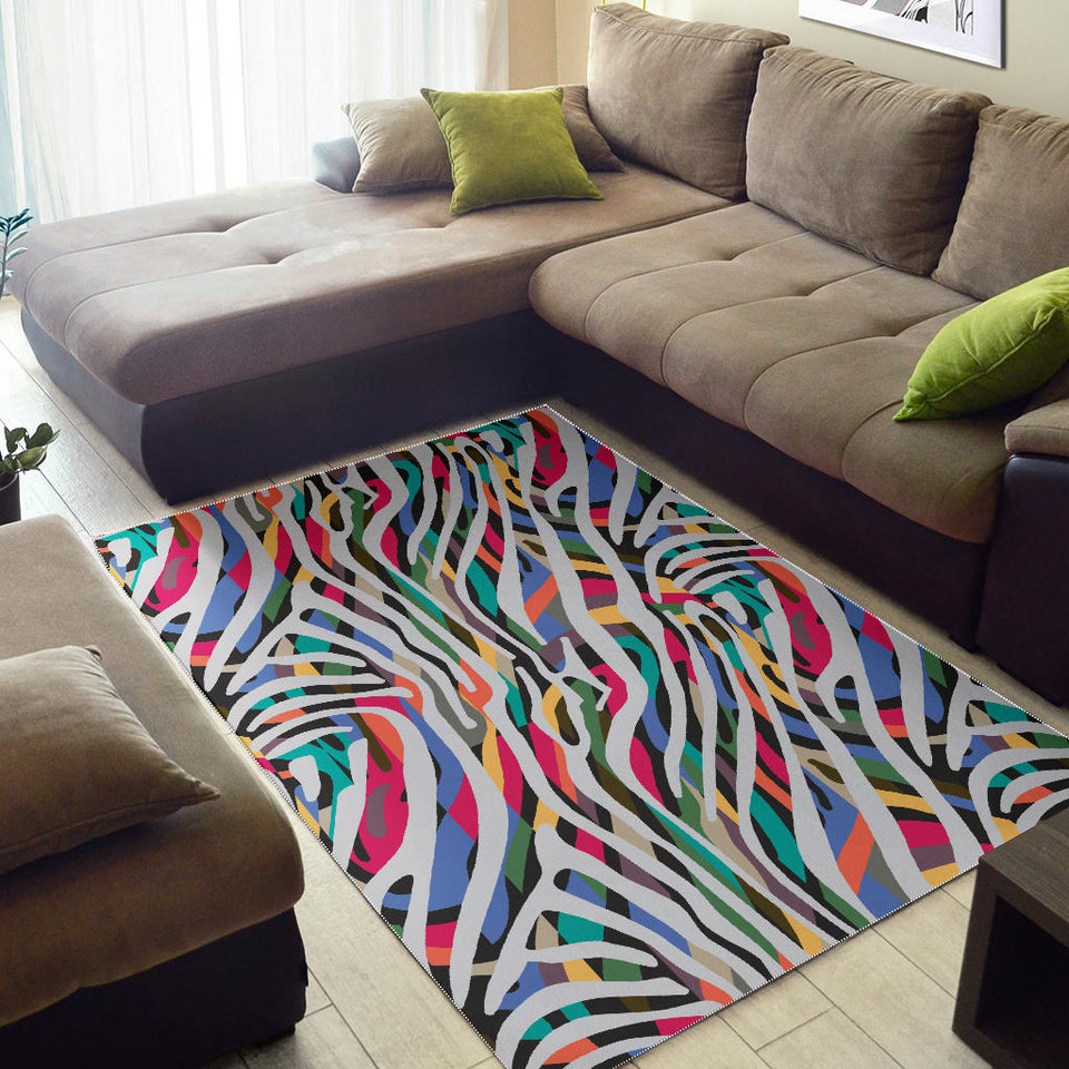 Colorful Zebra Skin Pattern Area Rug