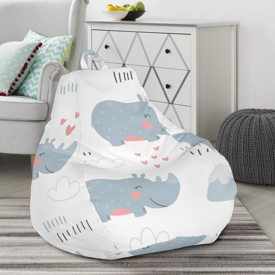 Cute Rhino Heart Pattern Bean Bag Cover