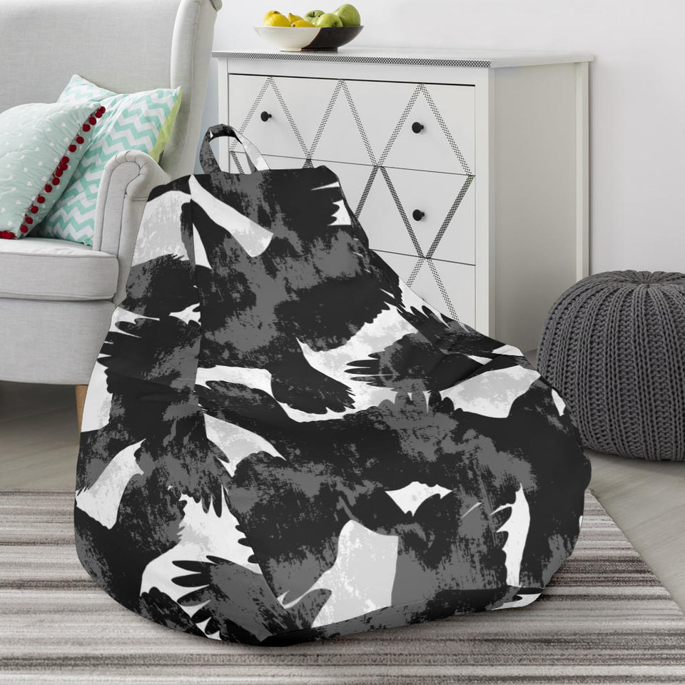 Crow Illustration Pattern Bean Bag Cover