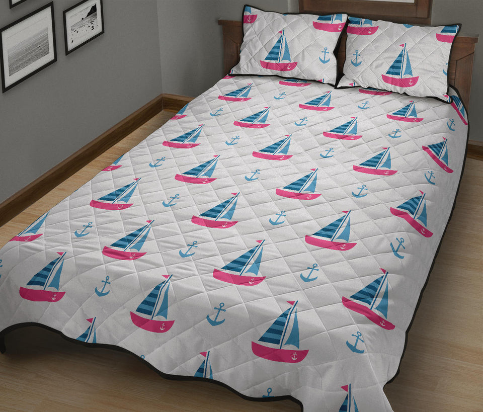 Sailboat anchor pattern Quilt Bed Set