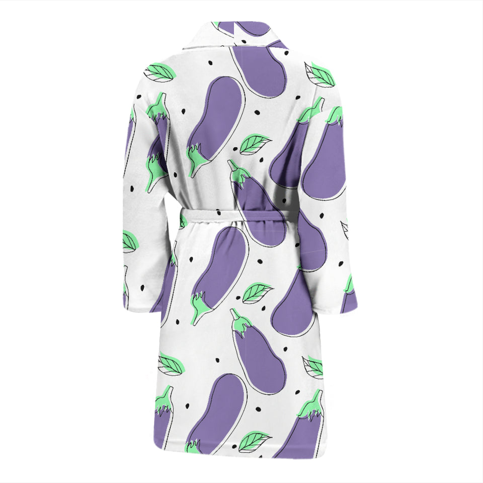 Eggplant Pattern Print Design 05 Men's Bathrobe