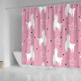 Llama Alpaca Pink Background Shower Curtain Fulfilled In US