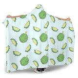 Durian Pattern Blue Background Hooded Blanket
