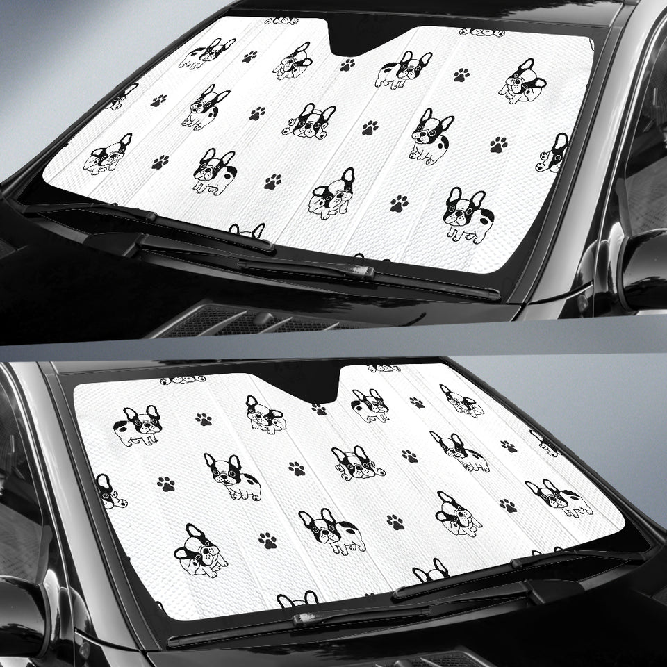 Cute French Bulldog Paw Pattern Car Sun Shade