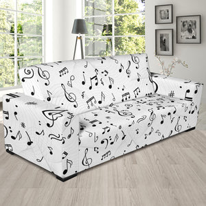 Music Notes Pattern Print Design 04 Sofa Slipcover
