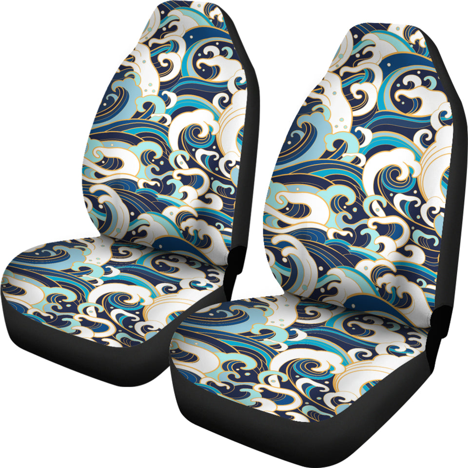 Japanese Wave Pattern Universal Fit Car Seat Covers