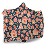 Christmas Gingerbread Cookie Pattern Hooded Blanket