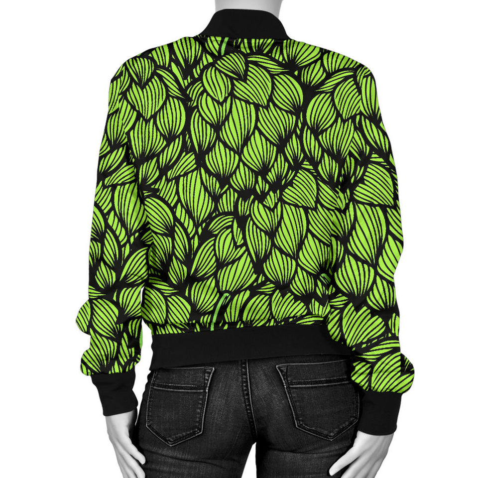 Green Hop Pattern Women'S Bomber Jacket