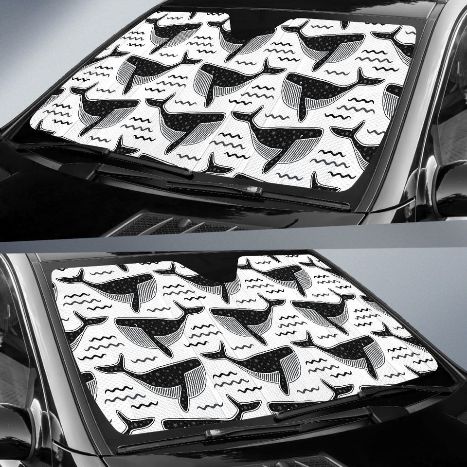 Black Whale Pattern Car Sun Shade