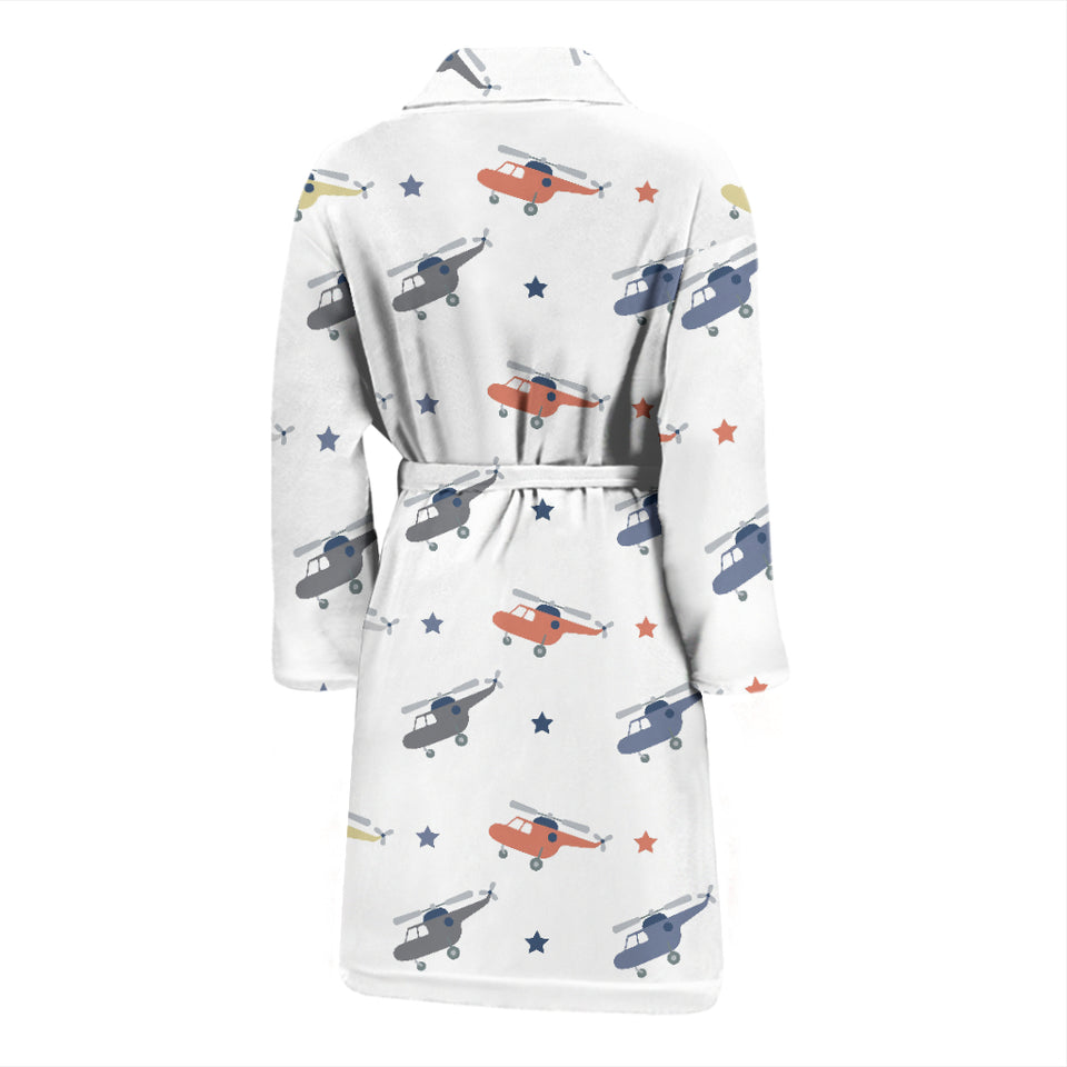 Cute Helicopter Star Pattern Men'S Bathrobe
