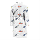 Cute Helicopter Star Pattern Men'S Bathrobe