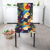 Colorful Parrot Flower Pattern Dining Chair Slipcover