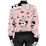 Cows Milk Product Pink Background Women'S Bomber Jacket