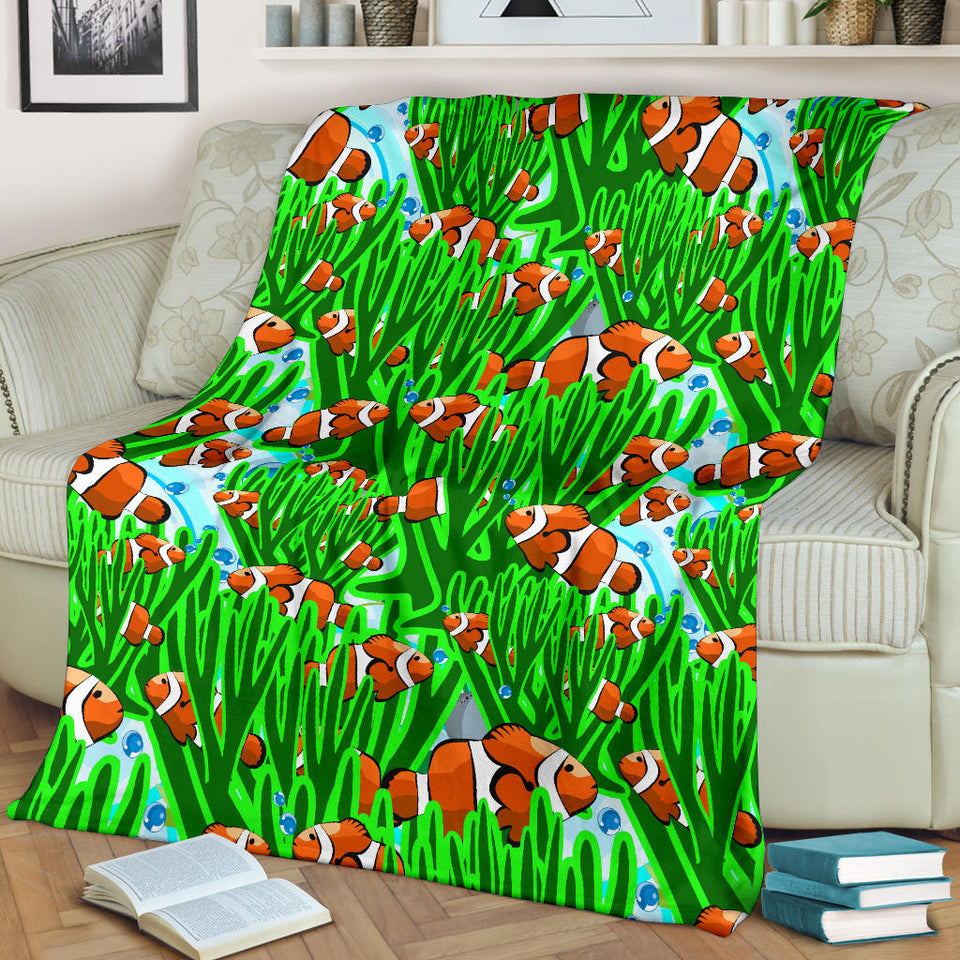 Clown Fish Pattern Print Design 01 Premium Blanket