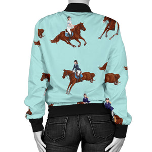 Horses Running Horses Rider Pattern Women'S Bomber Jacket