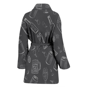 Beer Hand Drawn Pattern Women'S Bathrobe