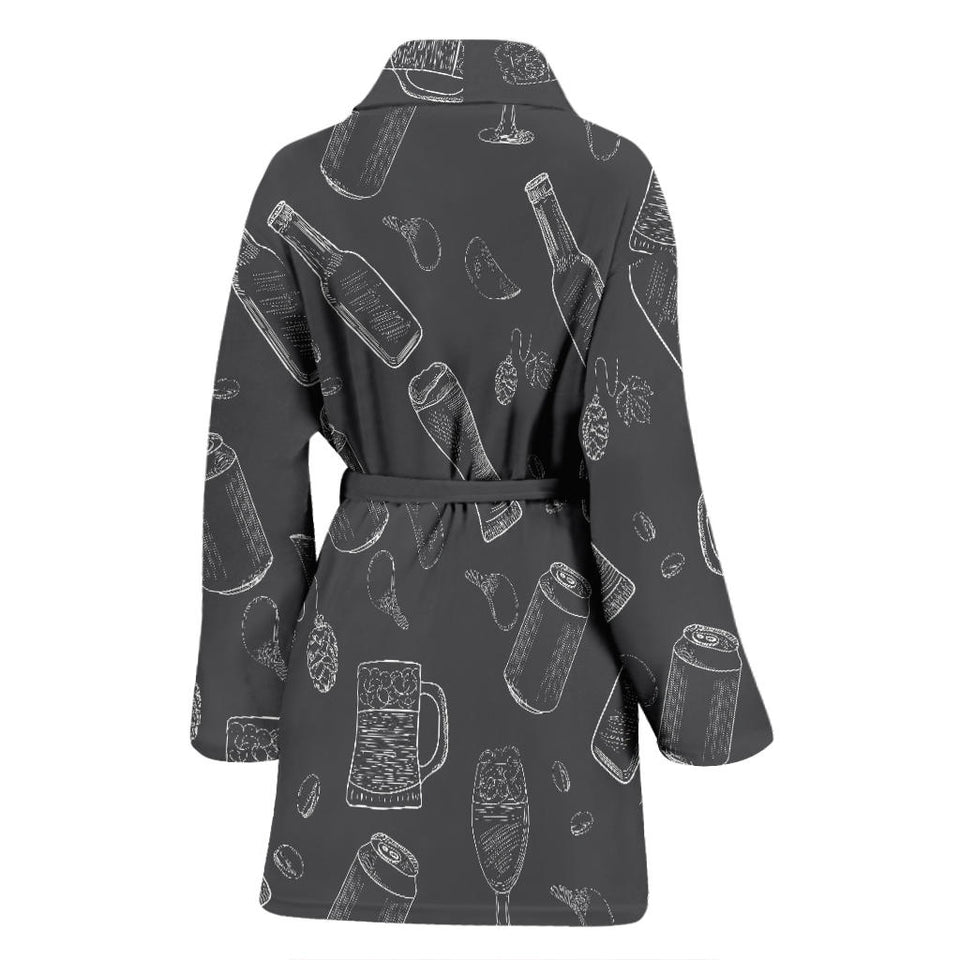 Beer Hand Drawn Pattern Women'S Bathrobe