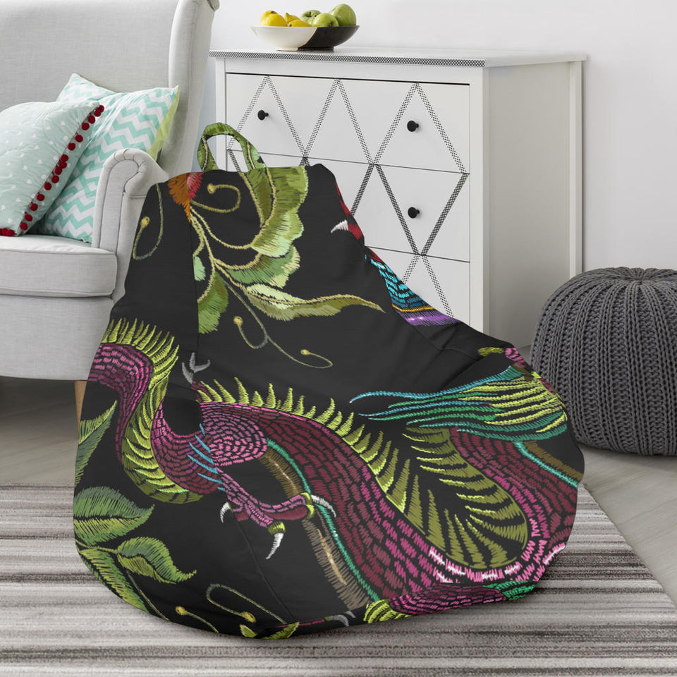 Dragons Flower Pattern Bean Bag Cover
