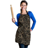 Luxurious Gold Lotus Waterlily Black Background Adjustable Apron