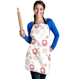 Daruma Japanese Wooden Doll Cherry Blossom Flower Pattern Adjustable Apron