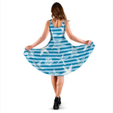 Starfish Blue Blackground Sleeveless Midi Dress