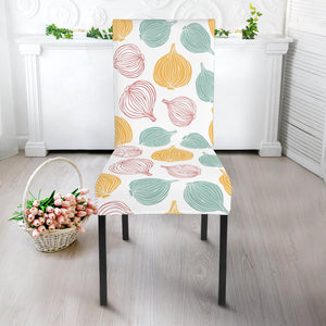 Colorful Onions White Background Dining Chair Slipcover