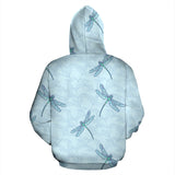 Dragonfly Pattern Blue Background Zip Up Hoodie