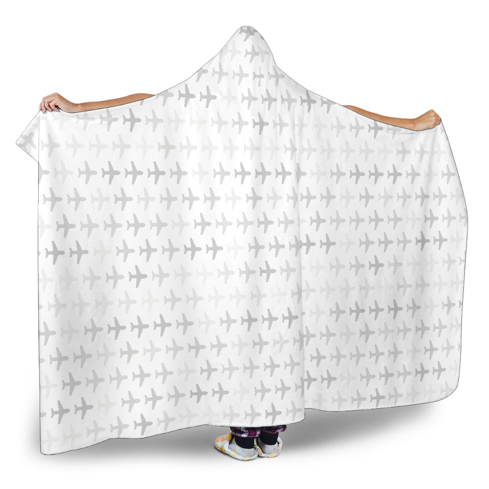 Airplane Print Pattern Hooded Blanket