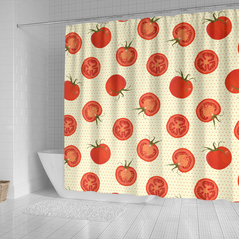 Tomato Dot Background Shower Curtain Fulfilled In US