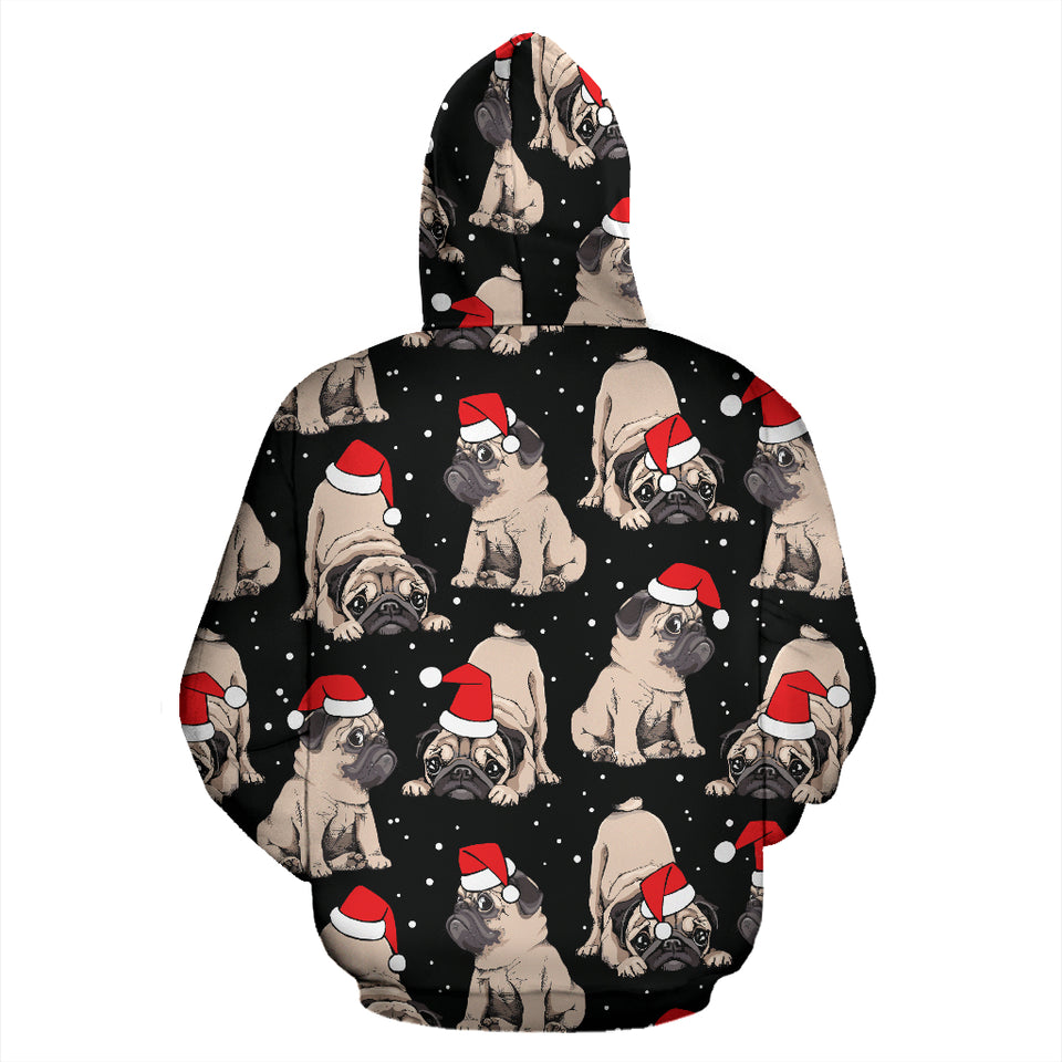 Christmas Pugs Santa_S Red Cap Pattern Zip Up Hoodie