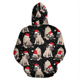 Christmas Pugs Santa_S Red Cap Pattern Zip Up Hoodie