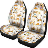 Cute Dog Corgi Striped Background Pattern Universal Fit Car Seat Covers