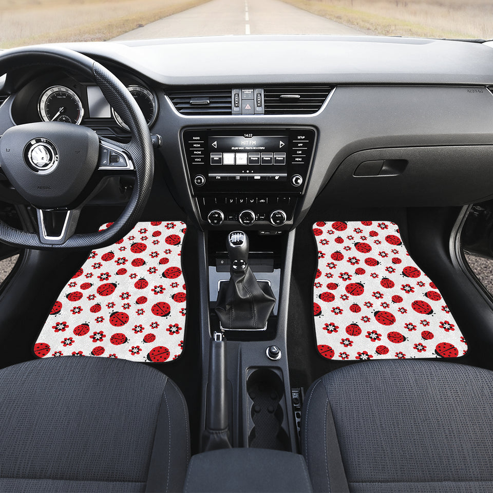 Ladybug Pattern Print Design 04 Front and Back Car Mats