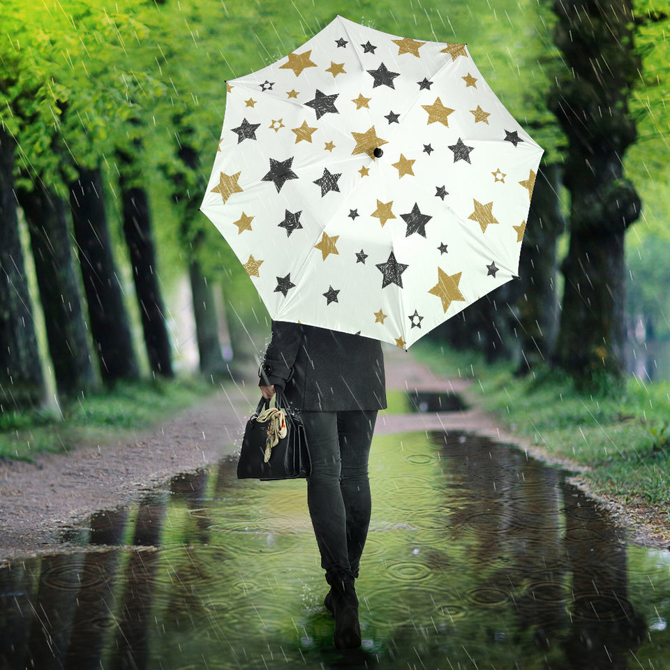 Hand Drawn Gold Black Star Pattern Umbrella