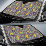 Cute Yellow Monkey Leaves Pattern Car Sun Shade