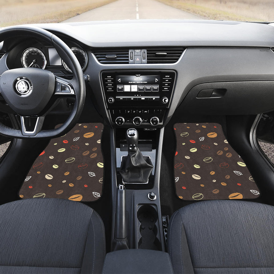 Coffee Bean Leave Pattern Front And Back Car Mats