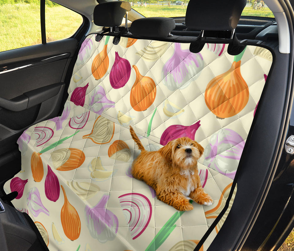 Onion Garlic White Red Pattern Dog Car Seat Covers