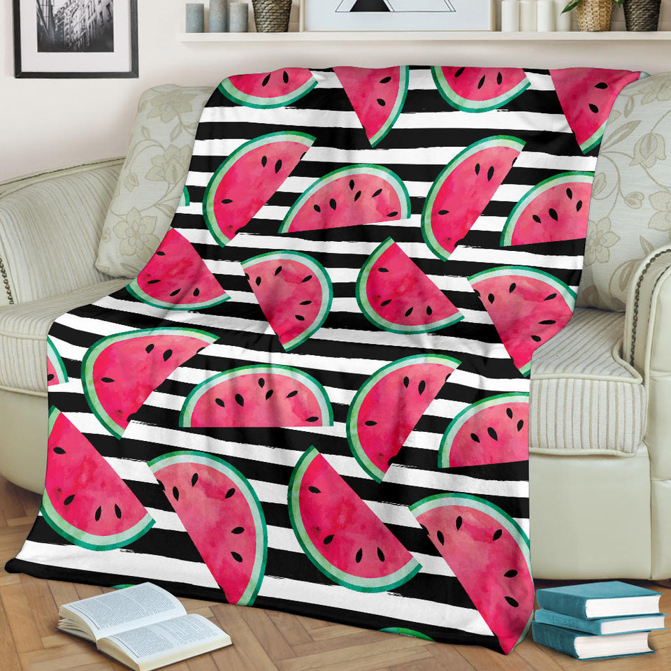 Watercolor Paint Textured Watermelon Pieces Premium Blanket