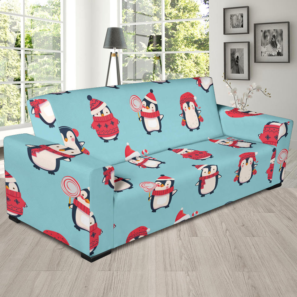 Cute Penguin Christmas  Design Pattern Sofa Slipcover
