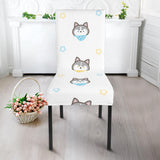 Cute Siberian Husky Pattern Dining Chair Slipcover
